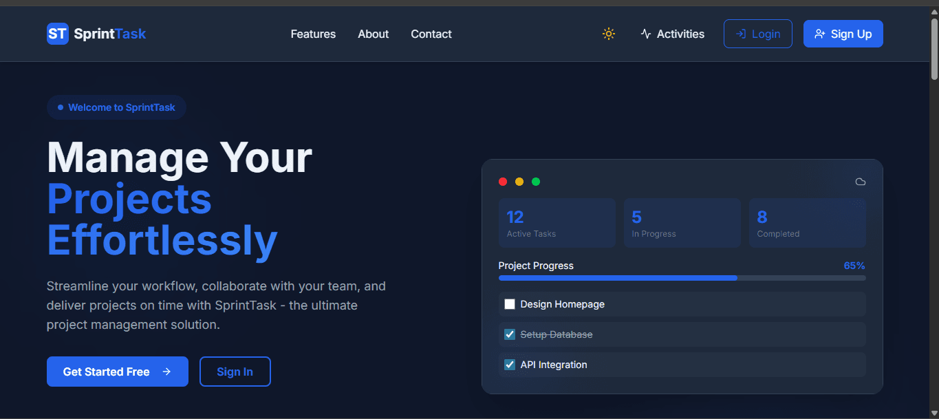 Sprint Task - Project Management Tool