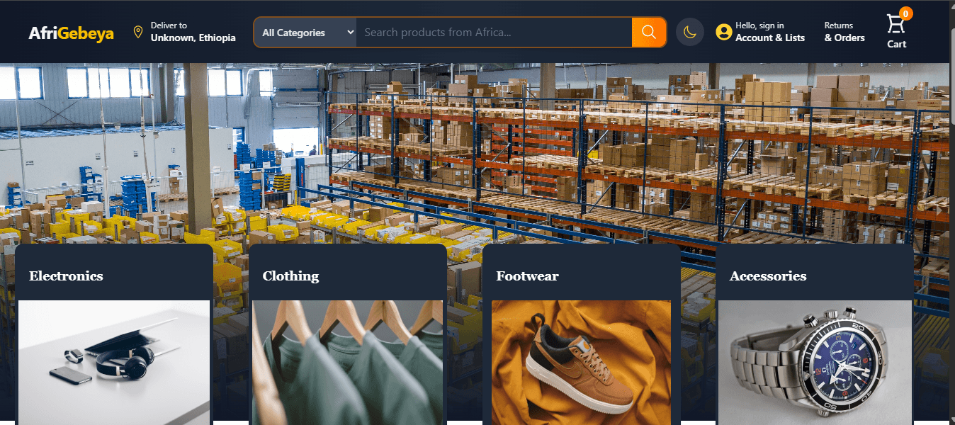 AfriGebeya - Modern E-commerce Platform - View 1